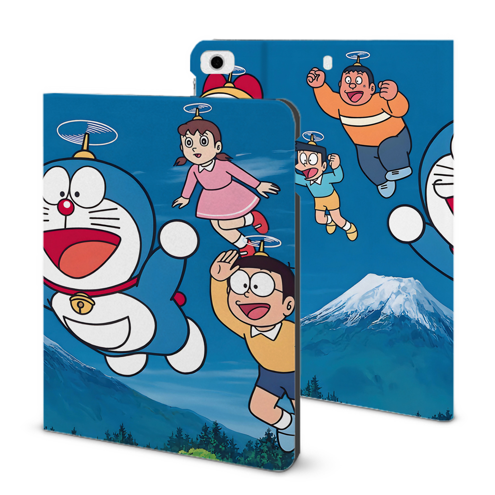 （画像用） ドラえもん Doraemon IPad ケース ブック型 PUレザー TPU 耐衝撃 軽量 薄型 ペン収納なし 全面保護 IPad 各モデル対応